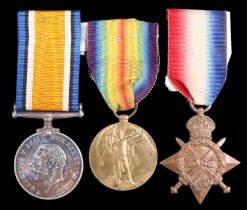 A 1914-15 Star, British War and Victory Medals to 5735 Pte R Denwood, Border Regiment