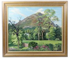 Henry Nicholas Almond (1918-2000). A vibrant, picturesque lakeland study of a lush garden with