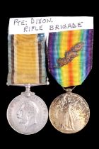 British War and Victory Medals to 202324 Pte T Dixon, Rifle Brigade