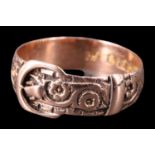 A late Victorian 9 ct gold buckle ring, Birmingham, 1900, 2.76 g, size R/S