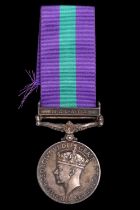 A General Service Medal with Malaya clasp to 22857670 Spr H F Robinson, Royal Engineers