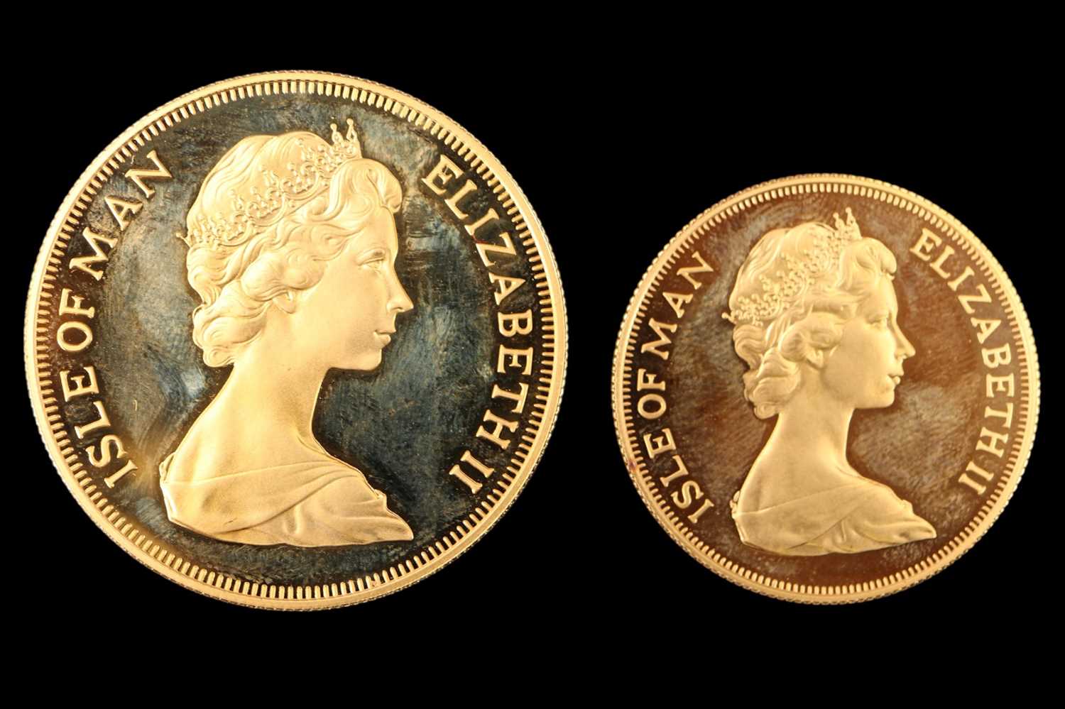 An Elizabeth II 1974 limited edition Isle of Man gold coin proof set, including £5, £2, sovereign - Image 2 of 6