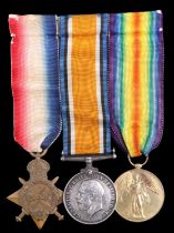 A 1914-15 Star, British and Victory Medals to 1819 Pte G Hodgson, Border Regiment