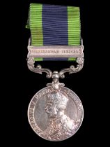An India General Service Medal with Waziristan 1921-24 clasp to 3591113 Pte J Cartwright, Border