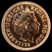 A 2001 gold sovereign coin
