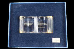 A boxed 1980s Saint Louis commemorative glass "Domesday Book", paperweight 15.5 cm x 8 cm