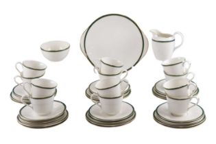 A Royal Doulton Oxford Green tea set dated 1993, from the New Romance Collection, dish 27.5 cm