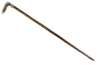 A contemporary antler-handled hazel walking cane, 93 cm