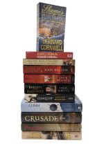 A group of military fiction books