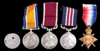 A Great War gallantry medal group comprising a Military Medal, 1914-15 Star, British War and Long