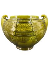 A Bretby Art Pottery glazed twin-handled jardiniere in the style of Christopher Dresser (1834-1904),