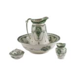 A Victorian Clyde pattern transfer-printed earthenware wash set, marked F & Sons, Burslem