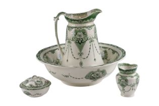 A Victorian Clyde pattern transfer-printed earthenware wash set, marked F & Sons, Burslem