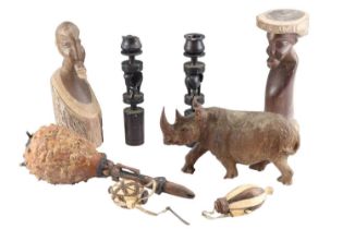 A large quantity of 20th Century African and Native American ethnic artefacts, carvings, etc