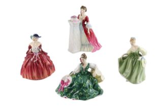 Four Royal Doulton figurines, Genevieve, Rendezvous, Elyse and Fair Lady, tallest 19 cm