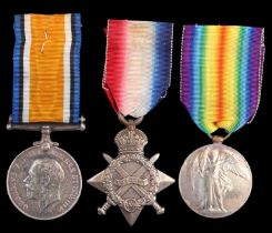 A 1914-15 Star, British War and Victory Medals to 5064 Pte M Kershaw, Border Regiment