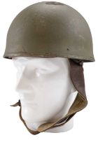 A Second World War British army motorcyclist's steel helmet, dated 1943, size 7