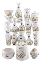 A large quantity of Aynsley Cottage Garden vases, lidded boxes, photograph frame, and plates etc