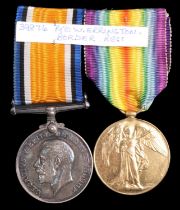 British War and Victory Medals to 39876 Pte W Errington, Border Regiment