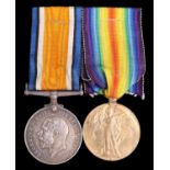 British War and Victory medals to 27005 Pte R Burns, Border Regiment