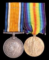 British War and Victory medals to 27005 Pte R Burns, Border Regiment