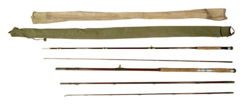 Two late 20th Century fly fishing rods comprising a 10' two-section and a 13' 6" three-section rod