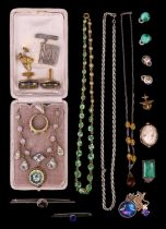 A quantity of vintage and later costume jewellery, including a micromosaic necklace, butterfly