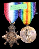 A 1914-15 Star and Victory Medals to 6902 Pte J Knowles, Border Regiment