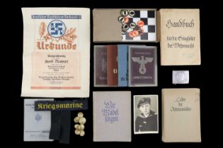 German Third Reich books, membership books and documents including SA Sportsbook to a police
