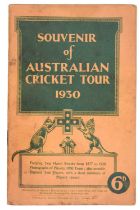 An early 20th Century souvenir booklet for the Australian Cricket Tour of 1930 detailing the