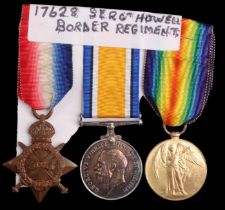 A 1914-15 Star, British War and Victory medals to 17628 L Sjt E Howell, Border Regiment