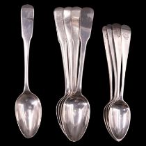 Five Scottish George III silver fiddle pattern teaspoons decorated with an engraved initial "A" to