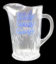A Senior Service cigarettes pressed glass jug, mid-to-late 20th Century, height 18 cm