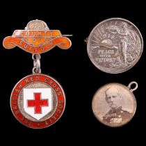 An 1899 Boer War Lord Roberts and Colonel Baden Powel silver-mounted fob medallion, a 1911 British