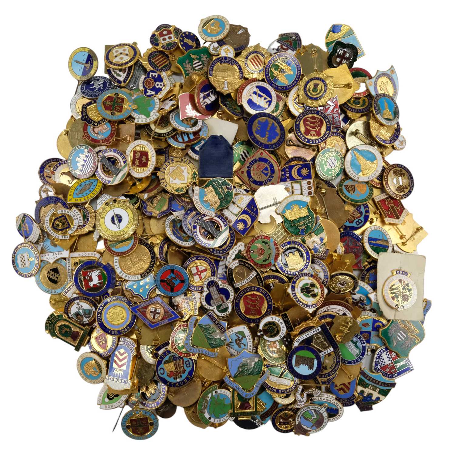 A large quantity of late 19th Century and later Bowling Club / Association enamelled pin badges - Image 2 of 2