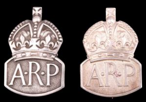 A pair of Second World War silver ARP badges, London, 1938