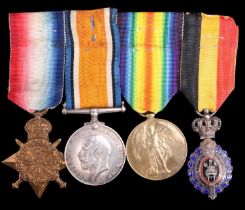 A 1914 Star, British, Victory and French Labour Decoration Medals to 6791 Pte A G Arthur, Coldstream