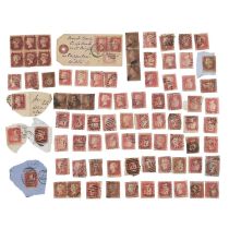 A group of Victorian GB 1d Red (Penny Red) stamps and covers
