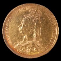 A Victorian 1891 gold sovereign coin