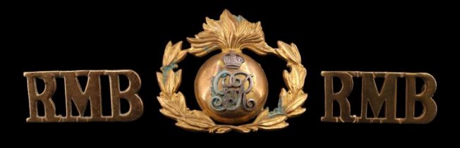 A George V Royal Marines Band cap badge and shoulder titles