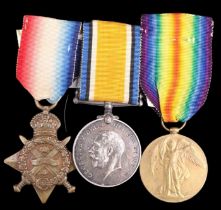 A 1914 Star, British War and Victory Medals to 1935 Pte J Stuart, Border Regiment