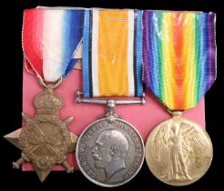 A 1914-15 Star, British War and Victory Medals to 19514 Pte H Gate, Border Regiment