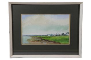 Donald Ayers (Cumbrian, 20th Century), "Port Carlisle", a loose, verdant coastal scene with