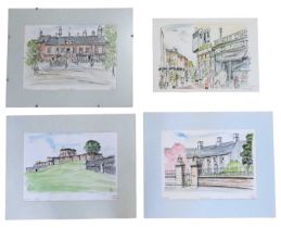 Max Baker (20th Century). Four sketches of Carlisle including Tullie House, Carlisle Castle,