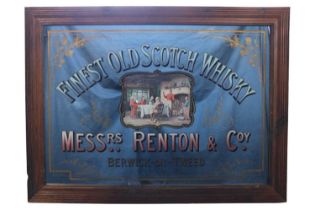 A reproduction printed advertising mirror for Messrs Renton & Co of Berwick-on-Tweed, "Finest Old