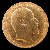 An Edwardain 1910 gold sovereign coin