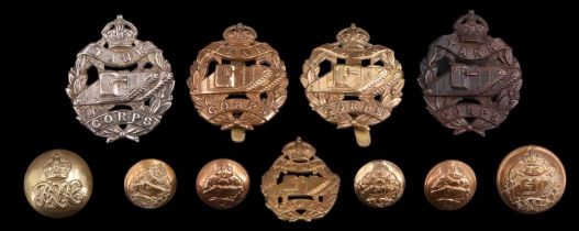 Tank Corps cap and collar badges together with buttons
