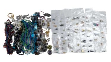 A quantity of contemporary costume jewellery comprising earrings, necklaces and brooches.