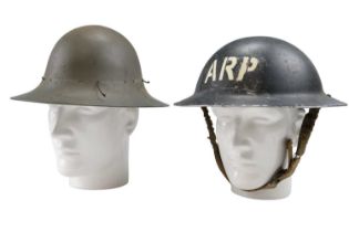 Second World War British Home Front ARP and Zuckerman "Civilian Protective" steel helmets