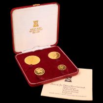 An Elizabeth II 1974 limited edition Isle of Man gold coin proof set, including £5, £2, sovereign